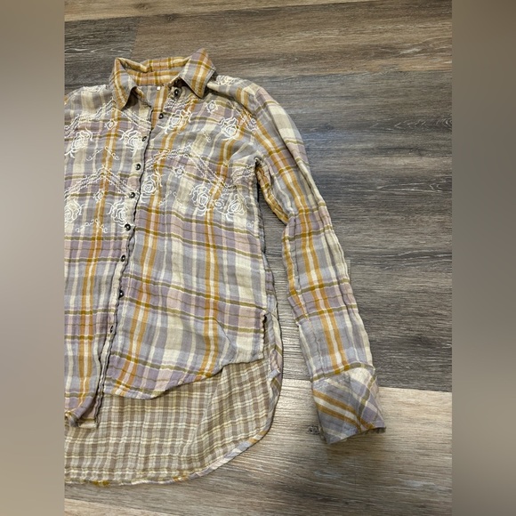 Free People Embroidered Magical Plaid Buttondown Shirt - Picture 5 of 11
